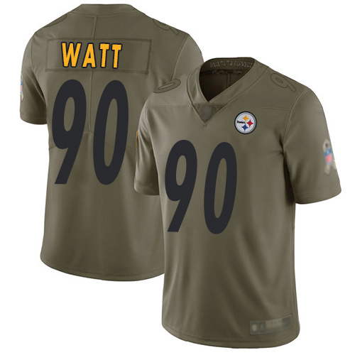 Men Pittsburgh Steelers Football #90 Limited Olive T J Watt 2017 Salute to Service Nike NFL Jersey